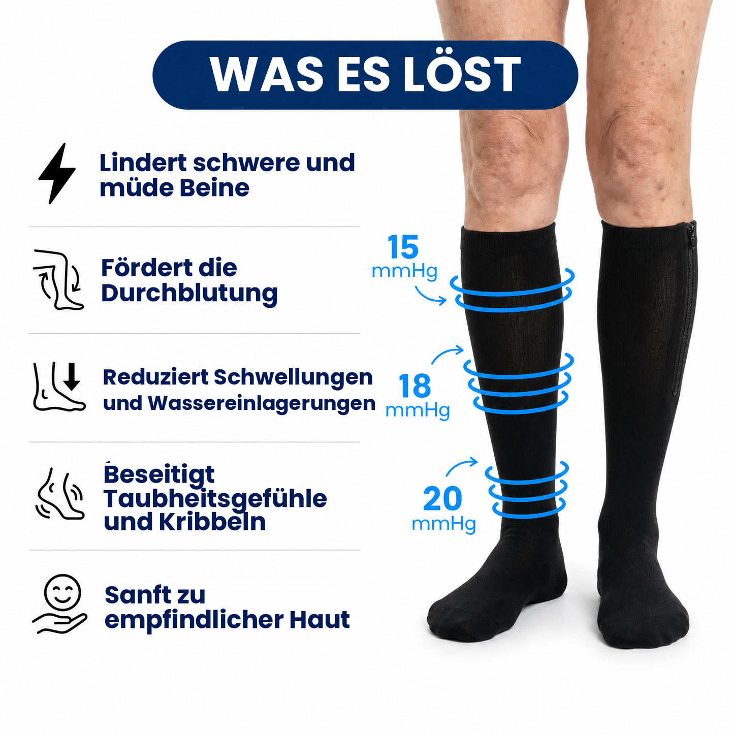 Kompressionsstrümpfe mit Reißverschluss